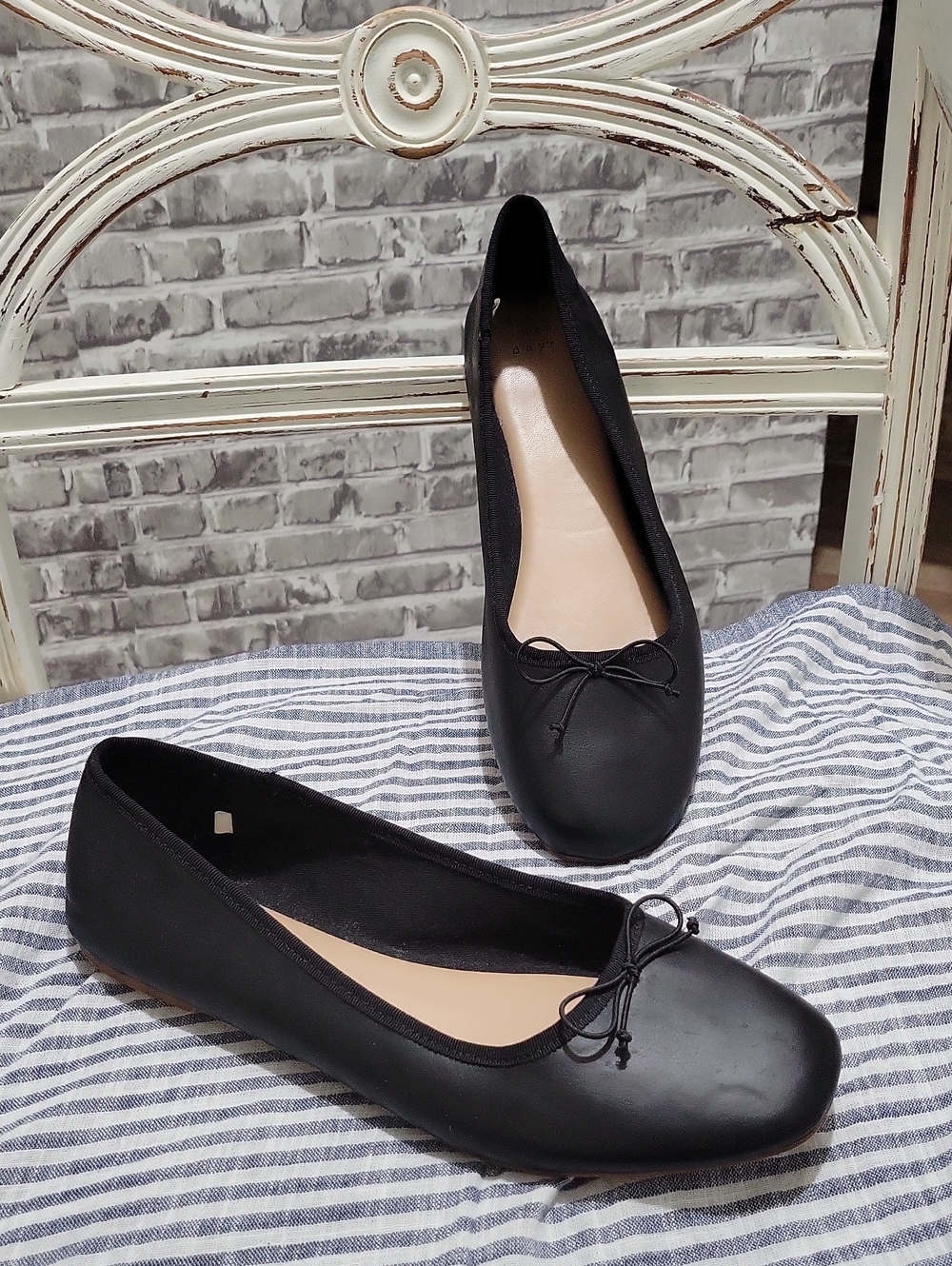 a new day Black Ballet Flats with Bow Accent Womens Sz 10, Classic, Office
